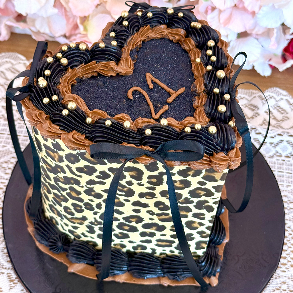 Luxury Leopard Heart Cake