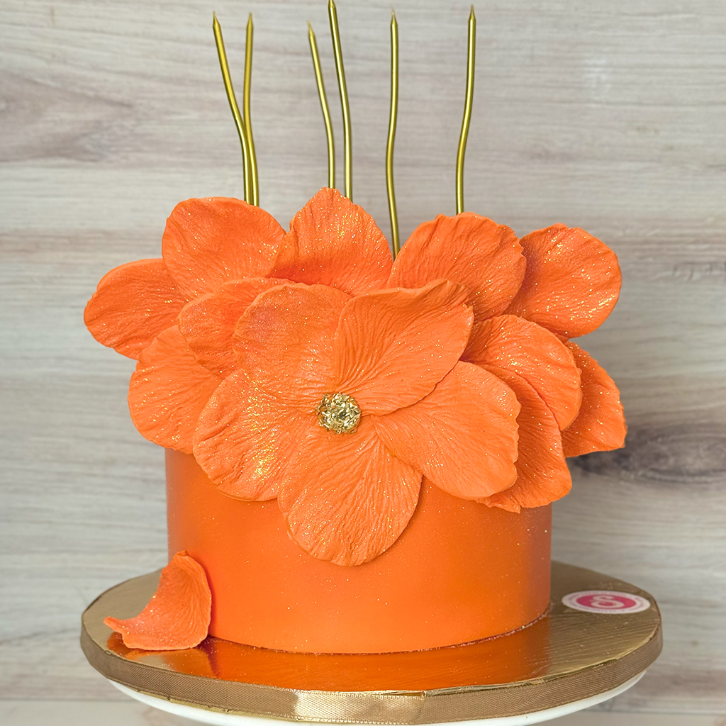 Orange Floral Birthday Cake