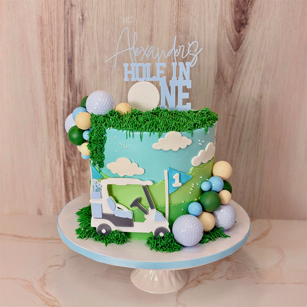 Golf Hole in One First Birthday Cake 1