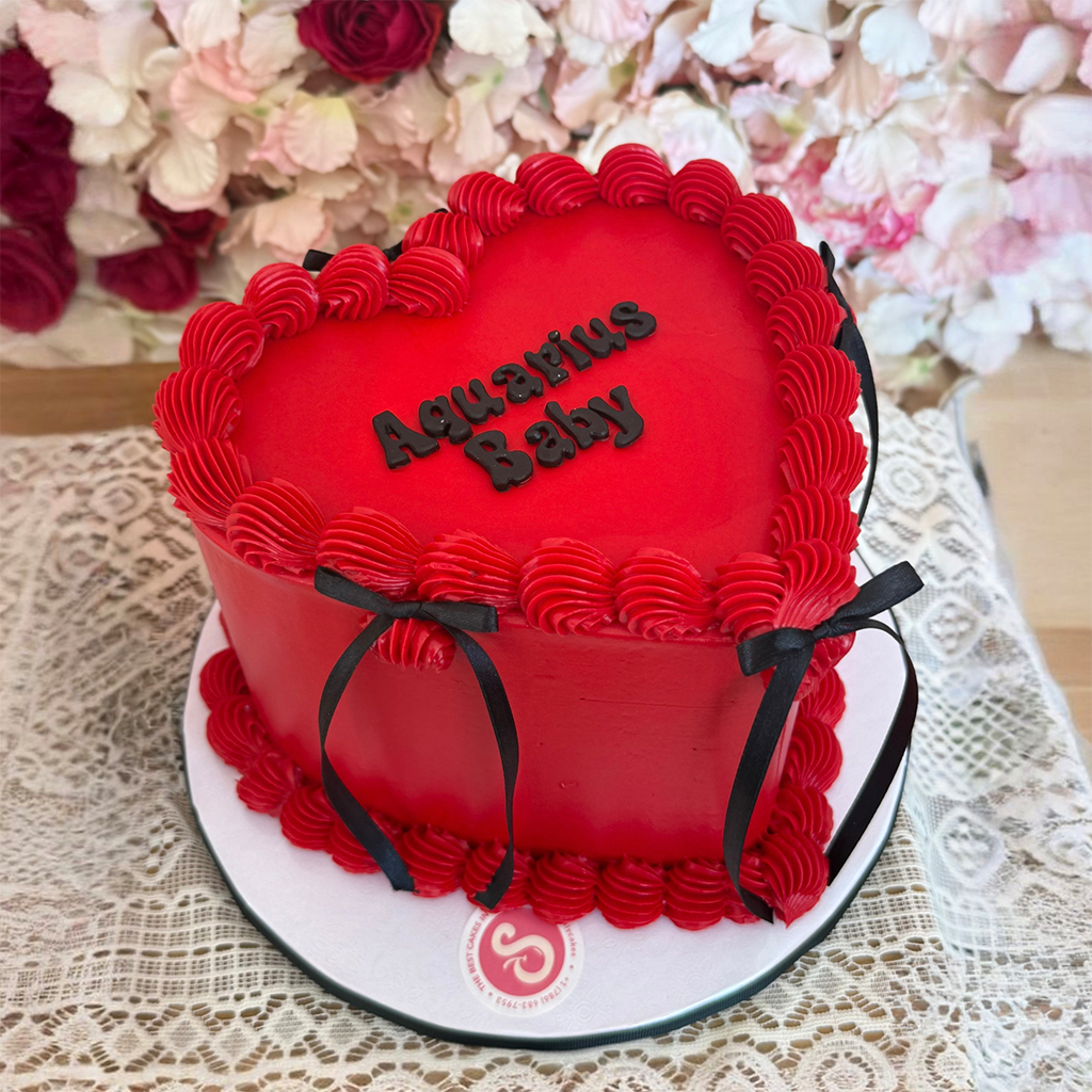 Vibrant Red Heart Cake